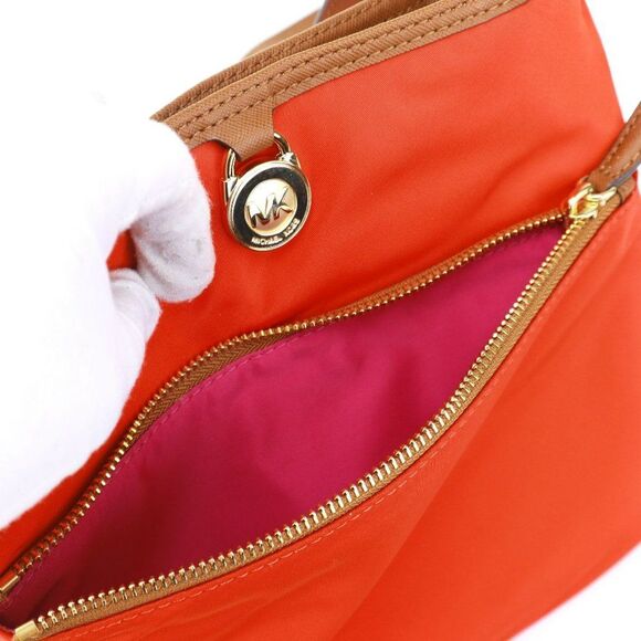 NWT Michael Kors Nylon Large Pocket Crossbody Bag Mandarin Orange - Picture 10 of 11